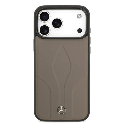 iPhone 17 Pro Max Kılıf Mercedes Benz Orjinal Lisanslı M-safe Şarj Özellikli Dokulu Desenli Deri Kapak