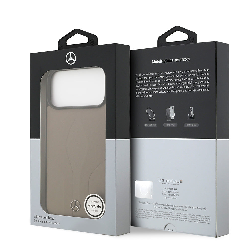 iPhone 17 Pro Max Kılıf Mercedes Benz Orjinal Lisanslı M-safe Şarj Özellikli Dokulu Desenli Deri Kapak