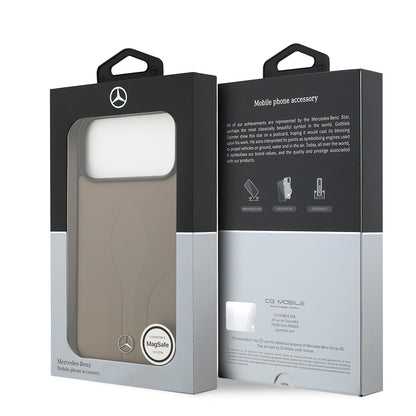 iPhone 17 Pro Max Kılıf Mercedes Benz Orjinal Lisanslı M-safe Şarj Özellikli Dokulu Desenli Deri Kapak