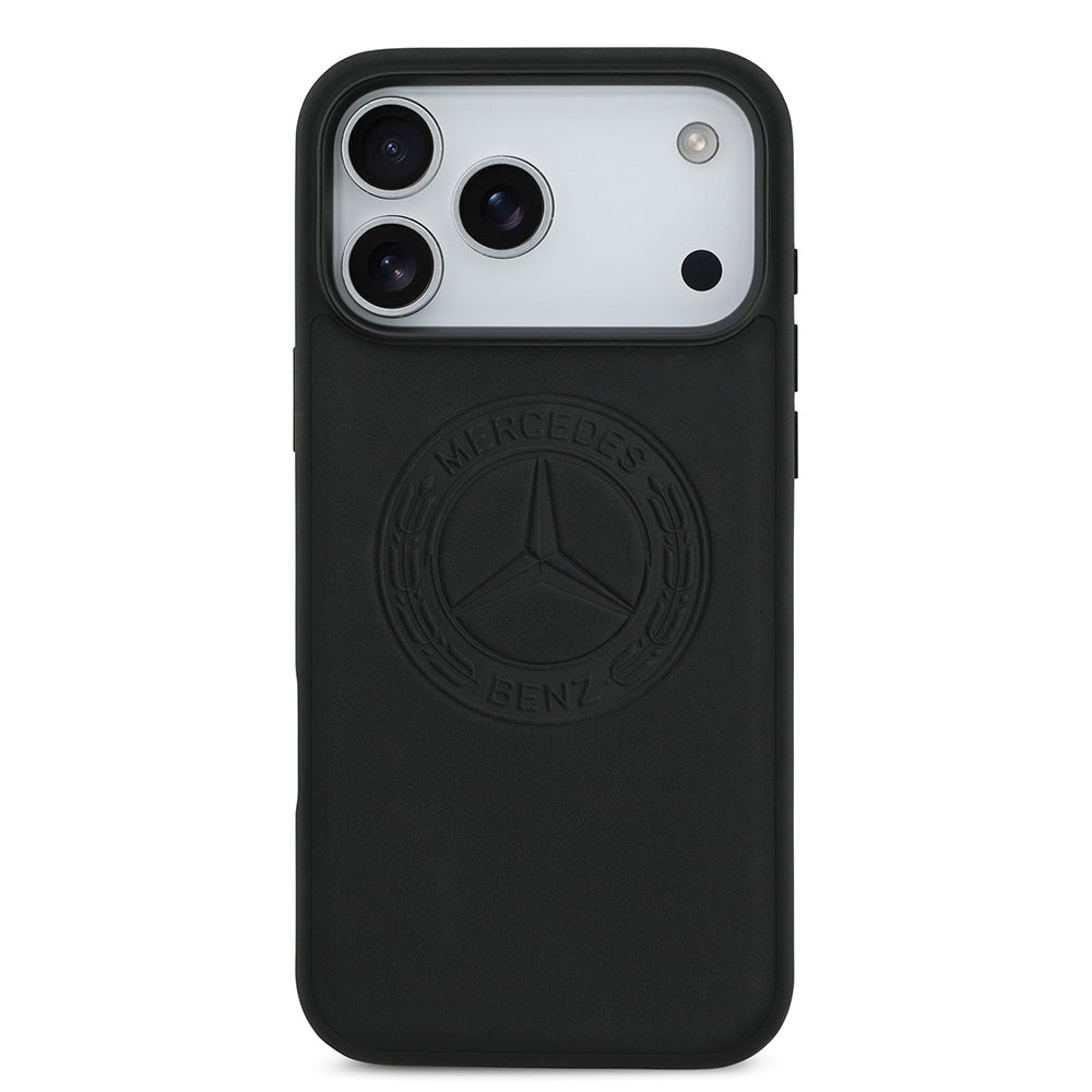 iPhone 17 Pro Max Kılıf Mercedes Benz Orjinal Lisanslı M-safe Şarj Özellikli Hakiki Deri Nostaljik Yıldız Dizayn Kapak