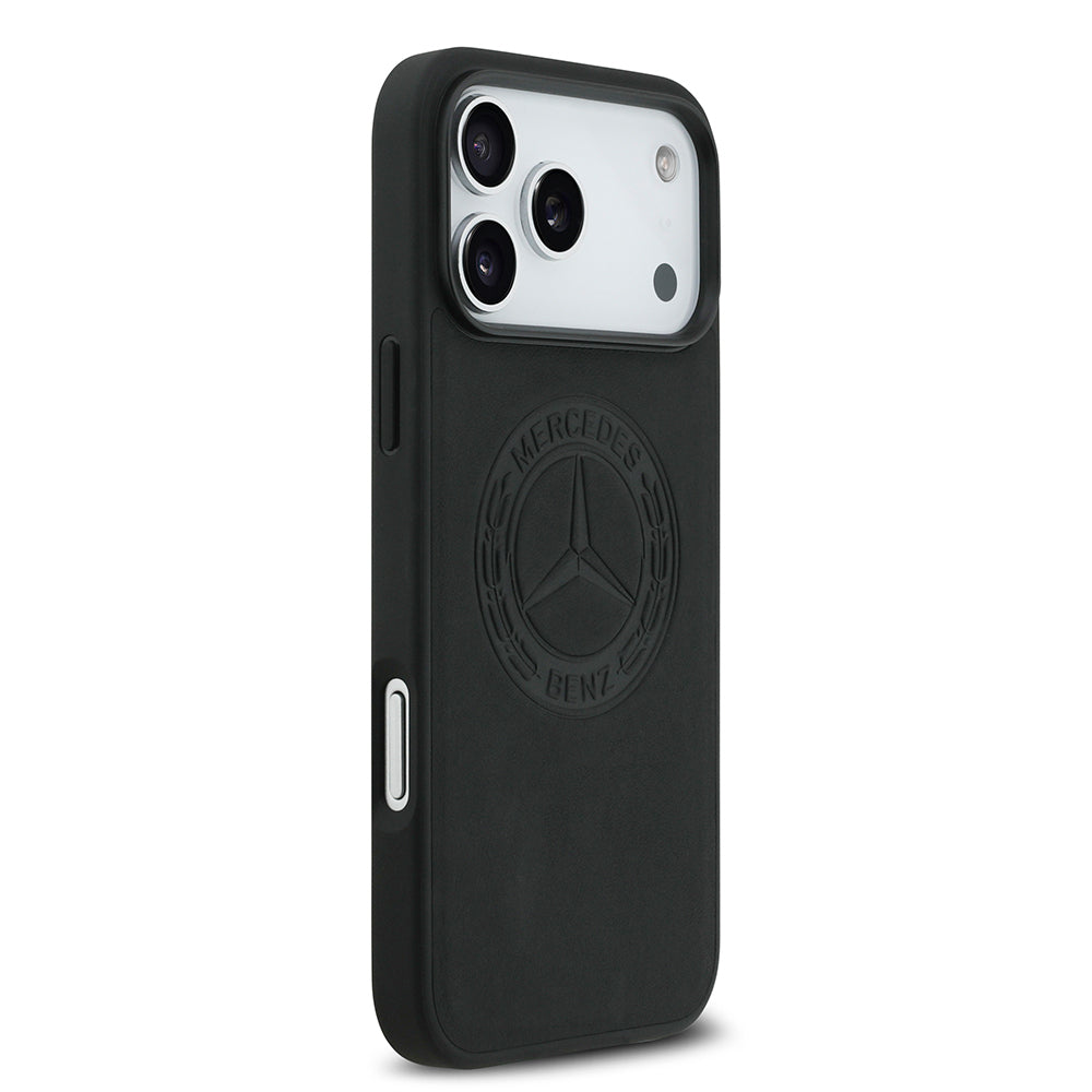 iPhone 17 Pro Max Kılıf Mercedes Benz Orjinal Lisanslı M-safe Şarj Özellikli Hakiki Deri Nostaljik Yıldız Dizayn Kapak
