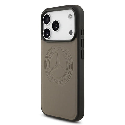 iPhone 17 Pro Max Kılıf Mercedes Benz Orjinal Lisanslı M-safe Şarj Özellikli Hakiki Deri Nostaljik Yıldız Dizayn Kapak