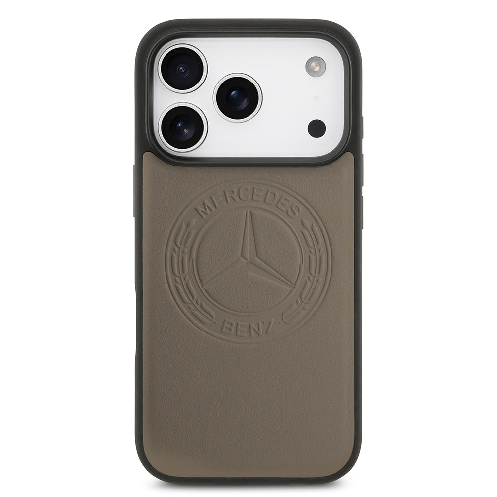 iPhone 17 Pro Max Kılıf Mercedes Benz Orjinal Lisanslı M-safe Şarj Özellikli Hakiki Deri Nostaljik Yıldız Dizayn Kapak