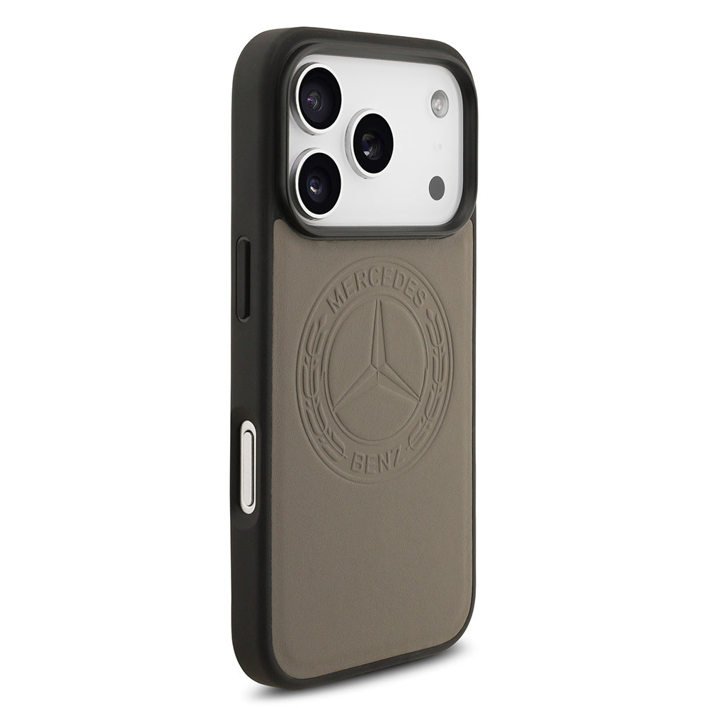 iPhone 17 Pro Max Kılıf Mercedes Benz Orjinal Lisanslı M-safe Şarj Özellikli Hakiki Deri Nostaljik Yıldız Dizayn Kapak