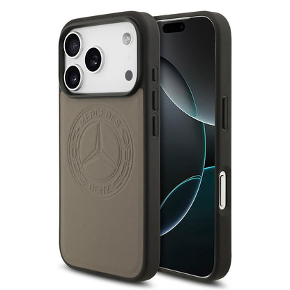 iPhone 17 Pro Max Kılıf Mercedes Benz Orjinal Lisanslı M-safe Şarj Özellikli Hakiki Deri Nostaljik Yıldız Dizayn Kapak