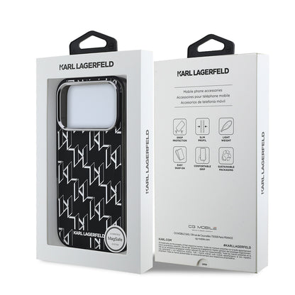 iPhone 17 Pro Max Kılıf Orjinal Lisanslı M-safe Şarj Özellikli Karl Lagerfeld IML Baskılı Monogram Dizayn Kapak