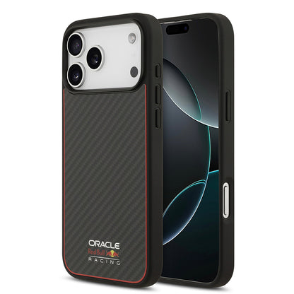 iPhone 17 Pro Max Kılıf Redbull Orjinal Lisanslı M-safe Şarj Özellikli Karbon Fiber Parlayan Logolu Kevlar Kapak