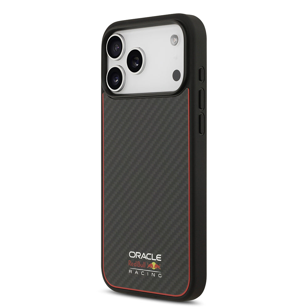 iPhone 17 Pro Max Kılıf Redbull Orjinal Lisanslı M-safe Şarj Özellikli Karbon Fiber Parlayan Logolu Kevlar Kapak