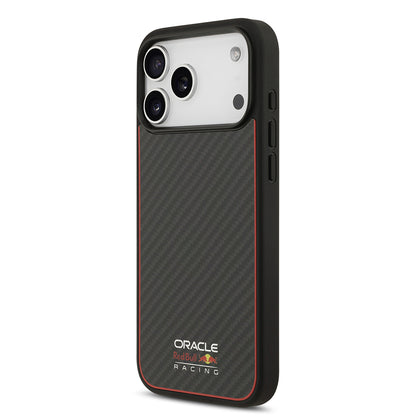 iPhone 17 Pro Max Kılıf Redbull Orjinal Lisanslı M-safe Şarj Özellikli Karbon Fiber Parlayan Logolu Kevlar Kapak