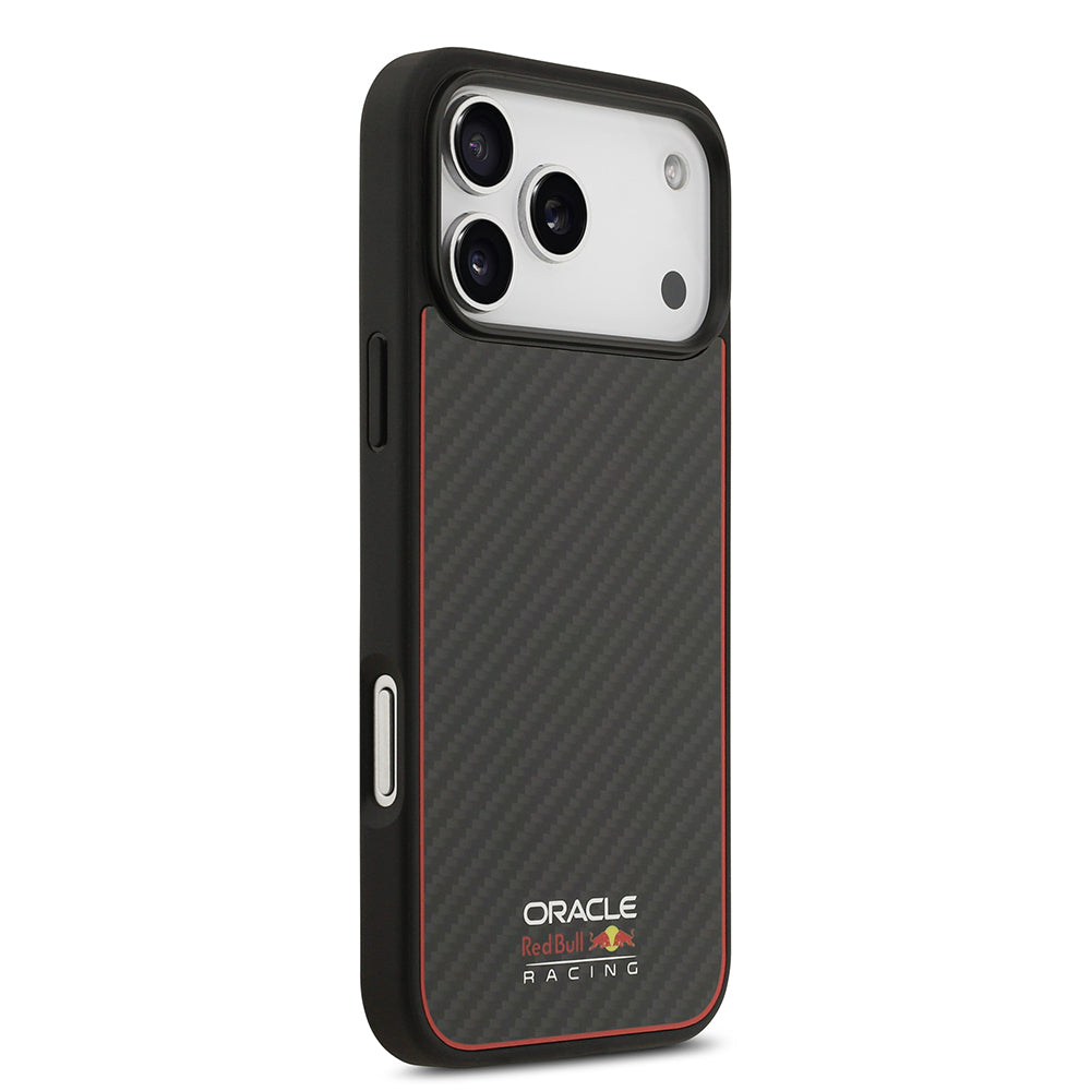 iPhone 17 Pro Max Kılıf Redbull Orjinal Lisanslı M-safe Şarj Özellikli Karbon Fiber Parlayan Logolu Kevlar Kapak