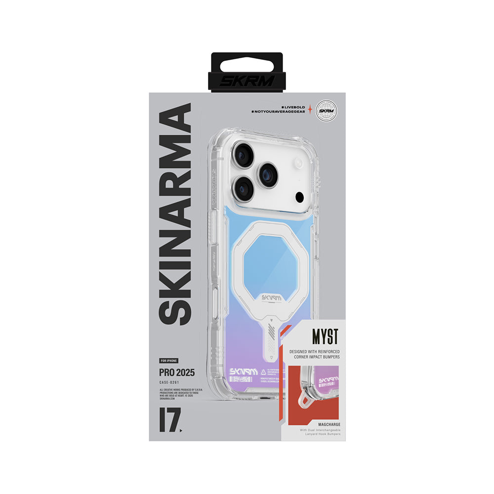 iPhone 17 Pro Max Kılıf Skinarma M-Safe Şarj Özellikli IML Baskılı Holografik MYST Kapak