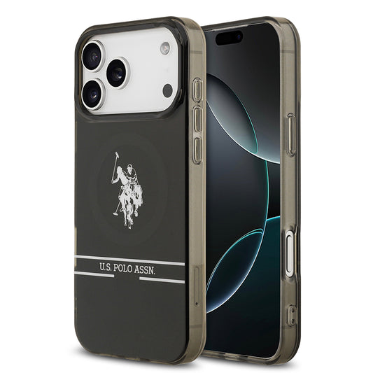 iPhone 17 Pro Max Kılıf U.S. Polo Assn. Orjinal Lisanslı M-safe Şarj Özellikli IML Double Horse Stripe Logolu Kapak