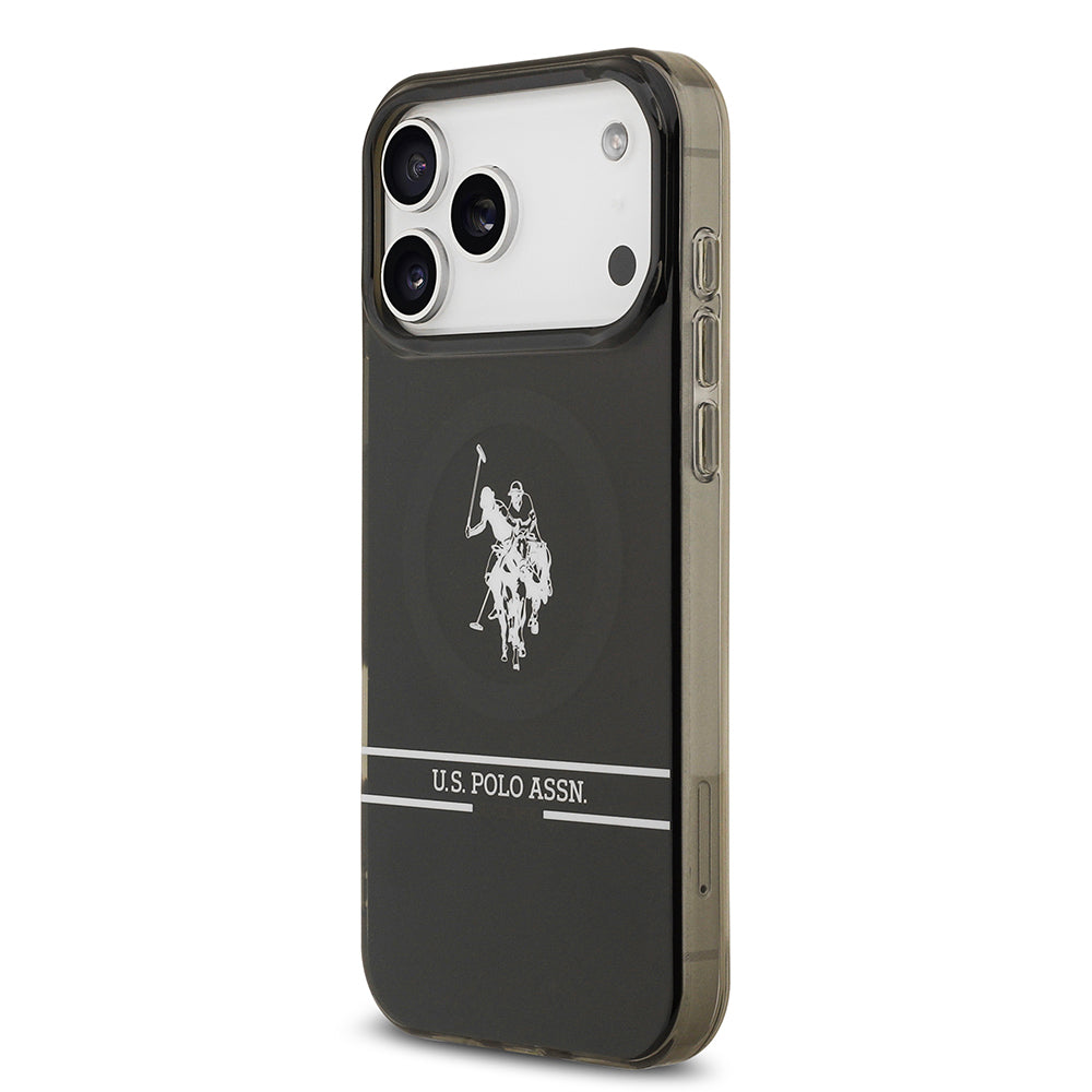iPhone 17 Pro Max Kılıf U.S. Polo Assn. Orjinal Lisanslı M-safe Şarj Özellikli IML Double Horse Stripe Logolu Kapak
