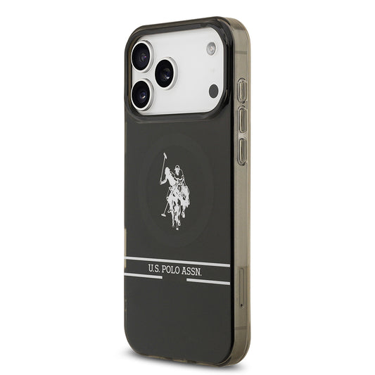 iPhone 17 Pro Max Kılıf U.S. Polo Assn. Orjinal Lisanslı M-safe Şarj Özellikli IML Double Horse Stripe Logolu Kapak