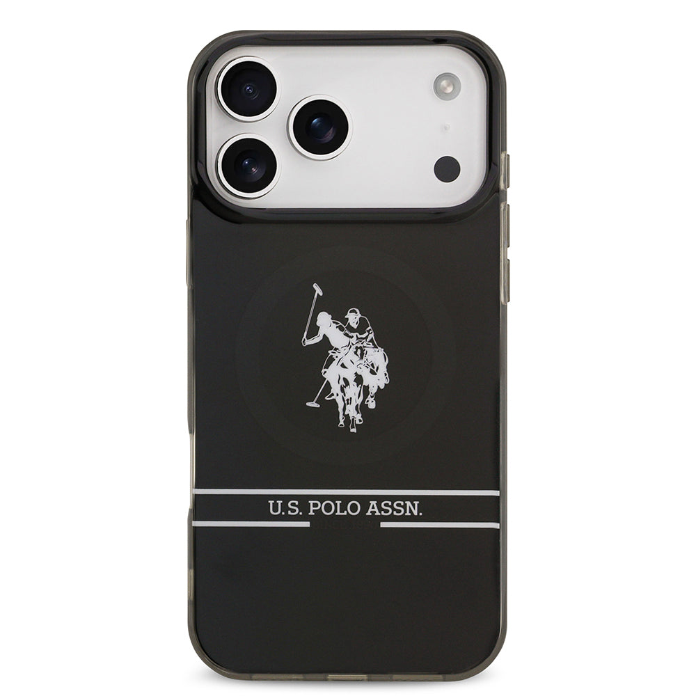 iPhone 17 Pro Max Kılıf U.S. Polo Assn. Orjinal Lisanslı M-safe Şarj Özellikli IML Double Horse Stripe Logolu Kapak