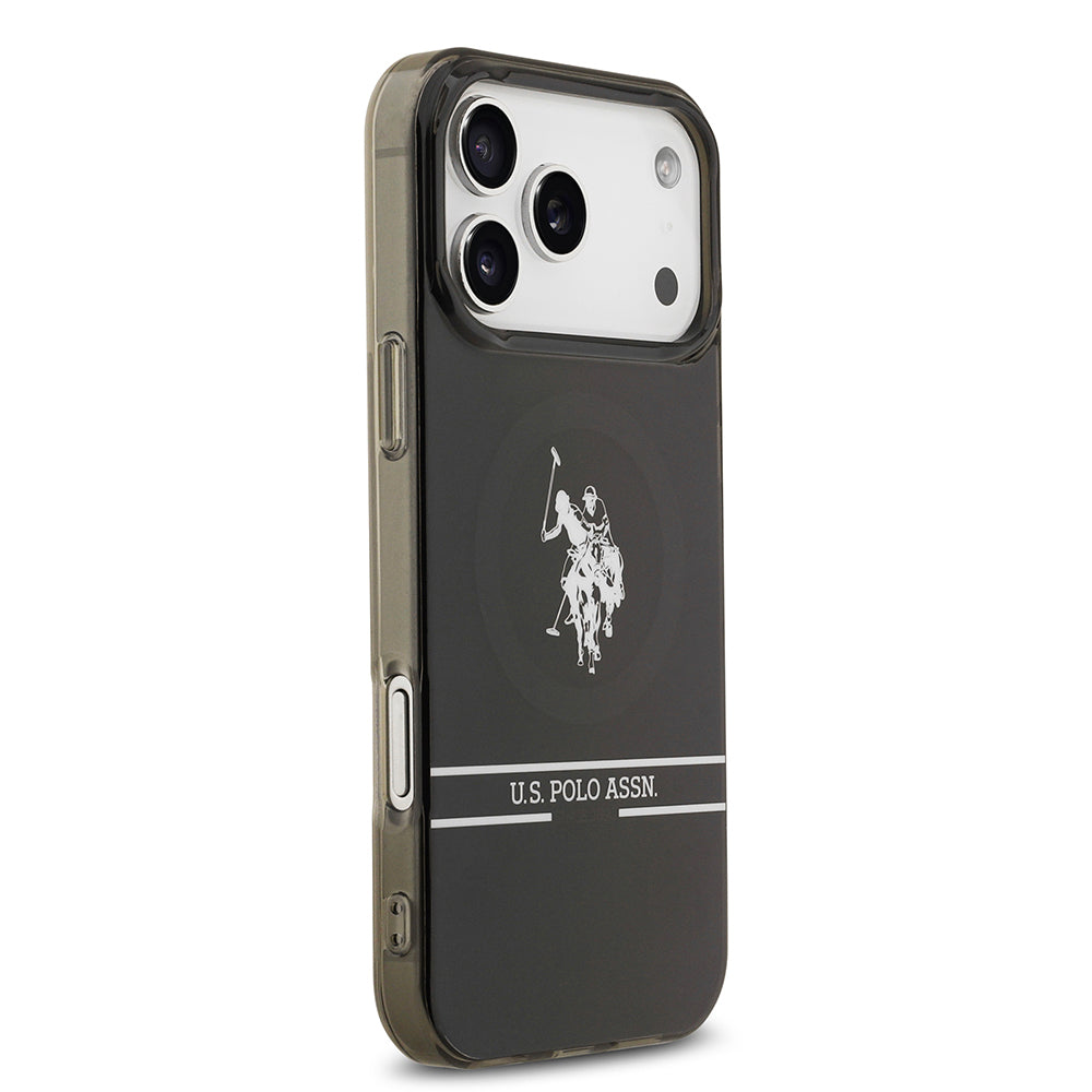 iPhone 17 Pro Max Kılıf U.S. Polo Assn. Orjinal Lisanslı M-safe Şarj Özellikli IML Double Horse Stripe Logolu Kapak