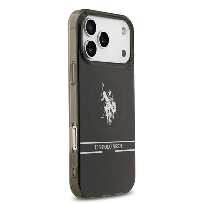 iPhone 17 Pro Max Kılıf U.S. Polo Assn. Orjinal Lisanslı M-safe Şarj Özellikli IML Double Horse Stripe Logolu Kapak