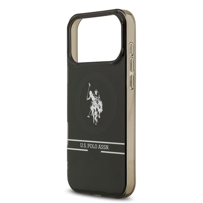iPhone 17 Pro Max Kılıf U.S. Polo Assn. Orjinal Lisanslı M-safe Şarj Özellikli IML Double Horse Stripe Logolu Kapak
