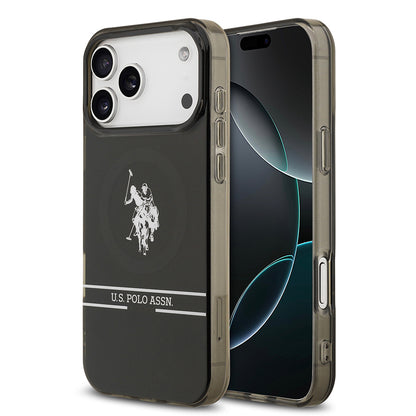 iPhone 17 Pro Max Kılıf U.S. Polo Assn. Orjinal Lisanslı M-safe Şarj Özellikli IML Double Horse Stripe Logolu Kapak