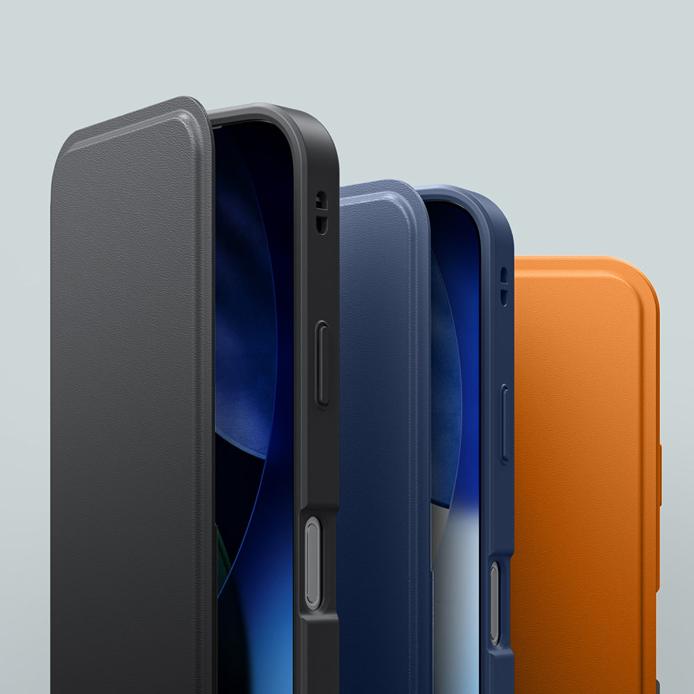 iPhone 17 Pro Max PU Kartlıklı Kapaklı Amazingthing Glamour Foilo Serisi Kılıf