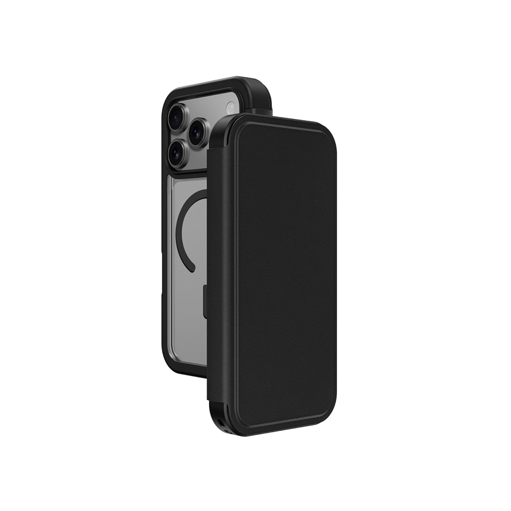 iPhone 17 Pro Max PU Kartlıklı Kapaklı Amazingthing Glamour Foilo Serisi Kılıf