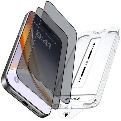 iPhone 17 Pro Max Raptic Air Glass 2.5D Privacy Hayalet Ekran Koruyucu 2 Adet + Kolay Uygulama Aparatlı