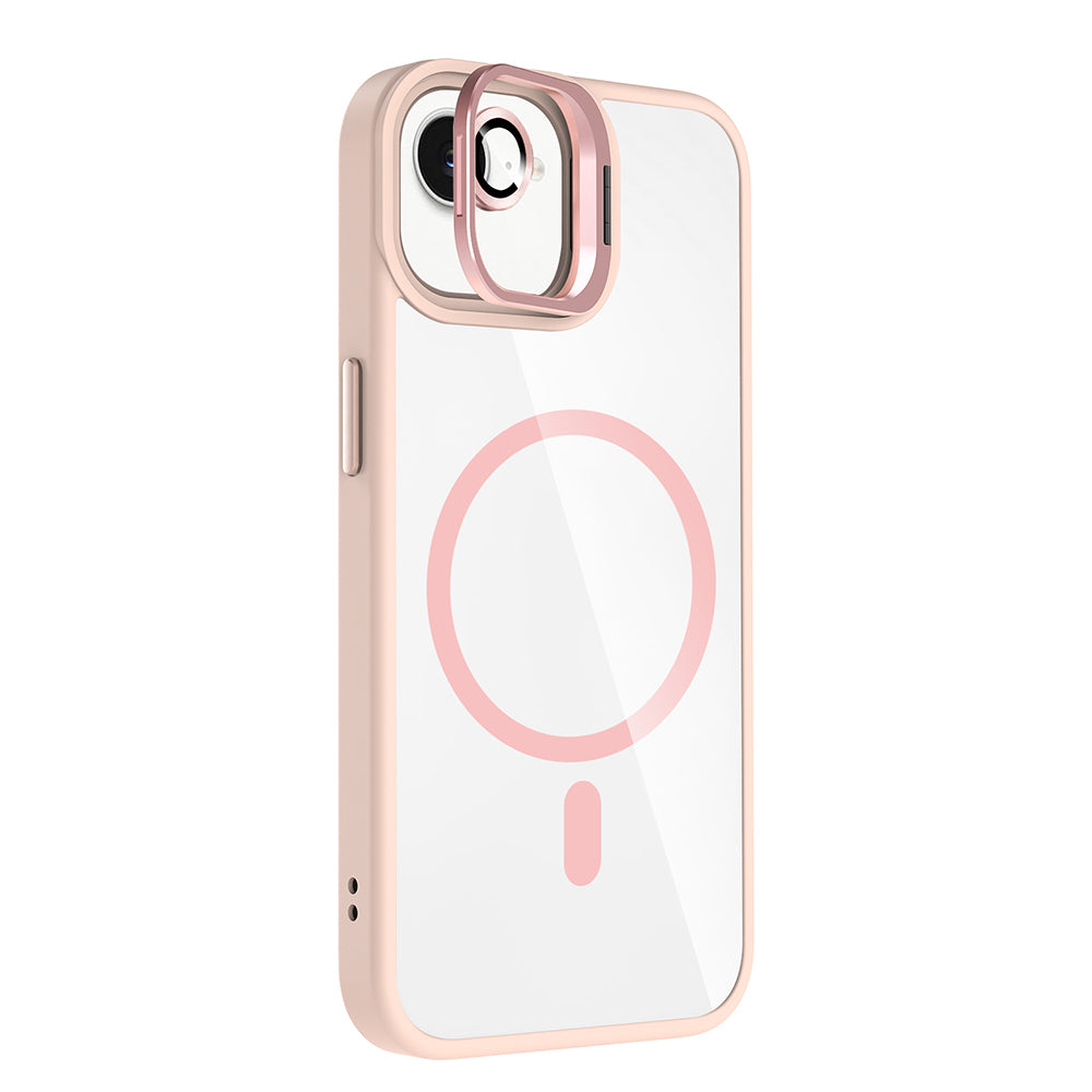 Apple iPhone 17E Kılıf Standlı ve Kamera Lens Hediyeli M-Safe Şarj Özellikli Zore Etro Kapak