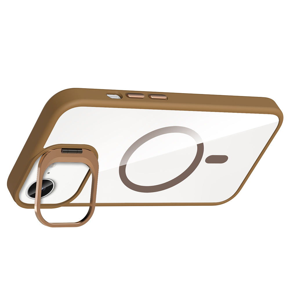 Apple iPhone 17E Kılıf Standlı ve Kamera Lens Hediyeli M-Safe Şarj Özellikli Zore Etro Kapak