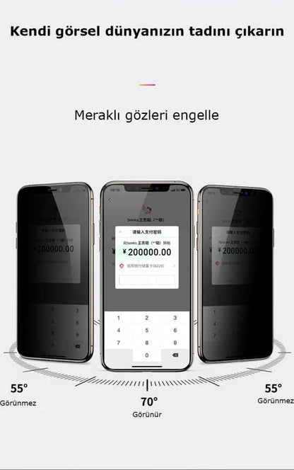 Apple iPhone 17E Zore Kor Privacy Cam Ekran Koruyucu