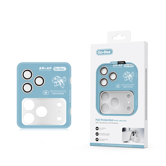 Apple iPhone 18 Pro Go Des FC009 Titanyum Serisi Anti Reflective 2in1 Kamera Lens Koruyucu