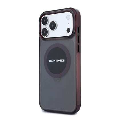 Apple iPhone 18 Pro Kılıf AMG Orjinal Lisanslı M-safe Şarj Özellikli Transparan IML Baskı Logolu Bicolor Block Kapak