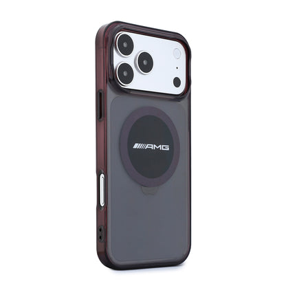 Apple iPhone 18 Pro Kılıf AMG Orjinal Lisanslı M-safe Şarj Özellikli Transparan IML Baskı Logolu Bicolor Block Kapak