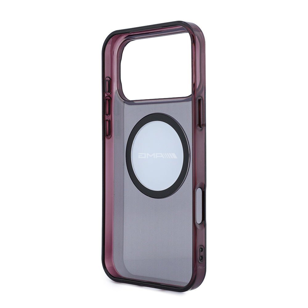 Apple iPhone 18 Pro Kılıf AMG Orjinal Lisanslı M-safe Şarj Özellikli Transparan IML Baskı Logolu Bicolor Block Kapak