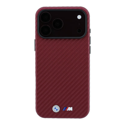 Apple iPhone 18 Pro Kılıf BMW Orjinal Lisanslı M-safe Şarj Özellikli PU Karbon Tasarımlı Metal Logolu Kapak