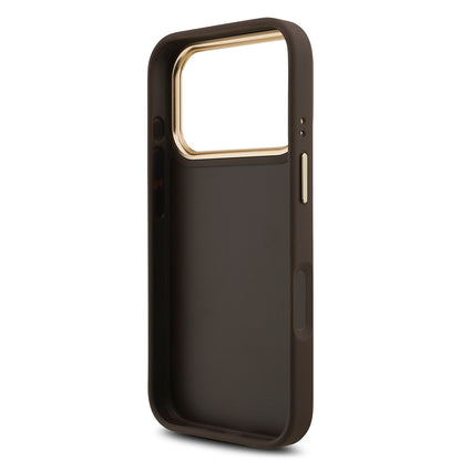 Apple iPhone 18 Pro Kılıf Guess Orjinal Lisanslı Gold Metal Kamera Çerçeveli 4G Desenli Metal Büyük 4G ve Yazı Logolu Kapak