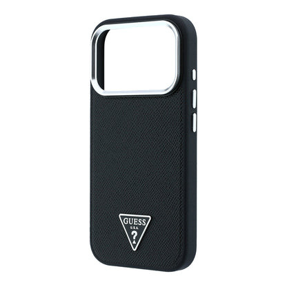 Apple iPhone 18 Pro Kılıf Guess Orjinal Lisanslı M-safe Şarj Özellikli Grained Triangle Kapak