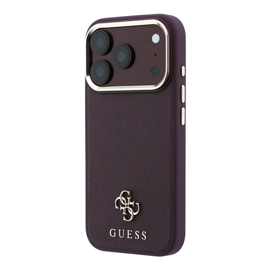 Apple iPhone 18 Pro Kılıf Guess Orjinal Lisanslı M-safe Şarj Özellikli Klasik Yazı ve 4G Logolu PU Deri Saffiano Kapak