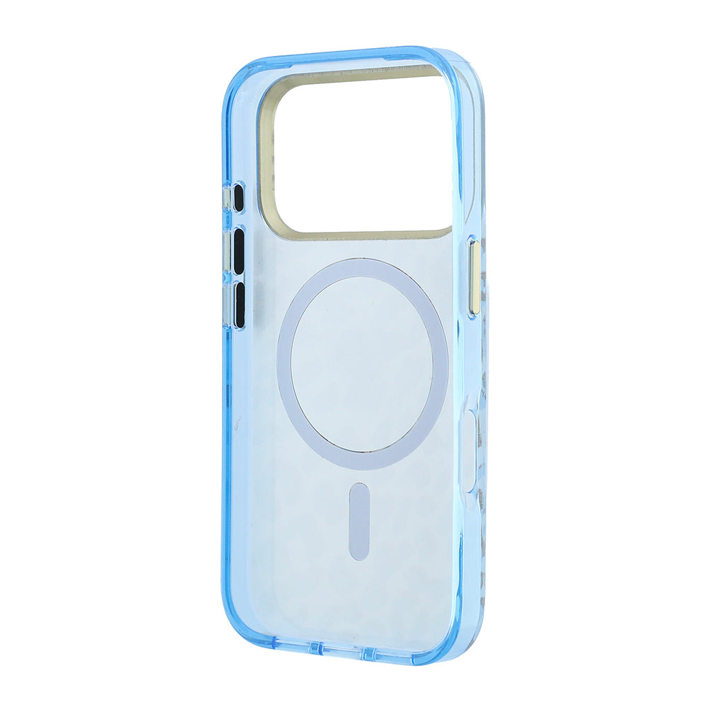 Apple iPhone 18 Pro Kılıf Guess Orjinal Lisanslı M-safe Şarj Özellikli Üçgen Logolu Simli Leopar Desenli Kapak
