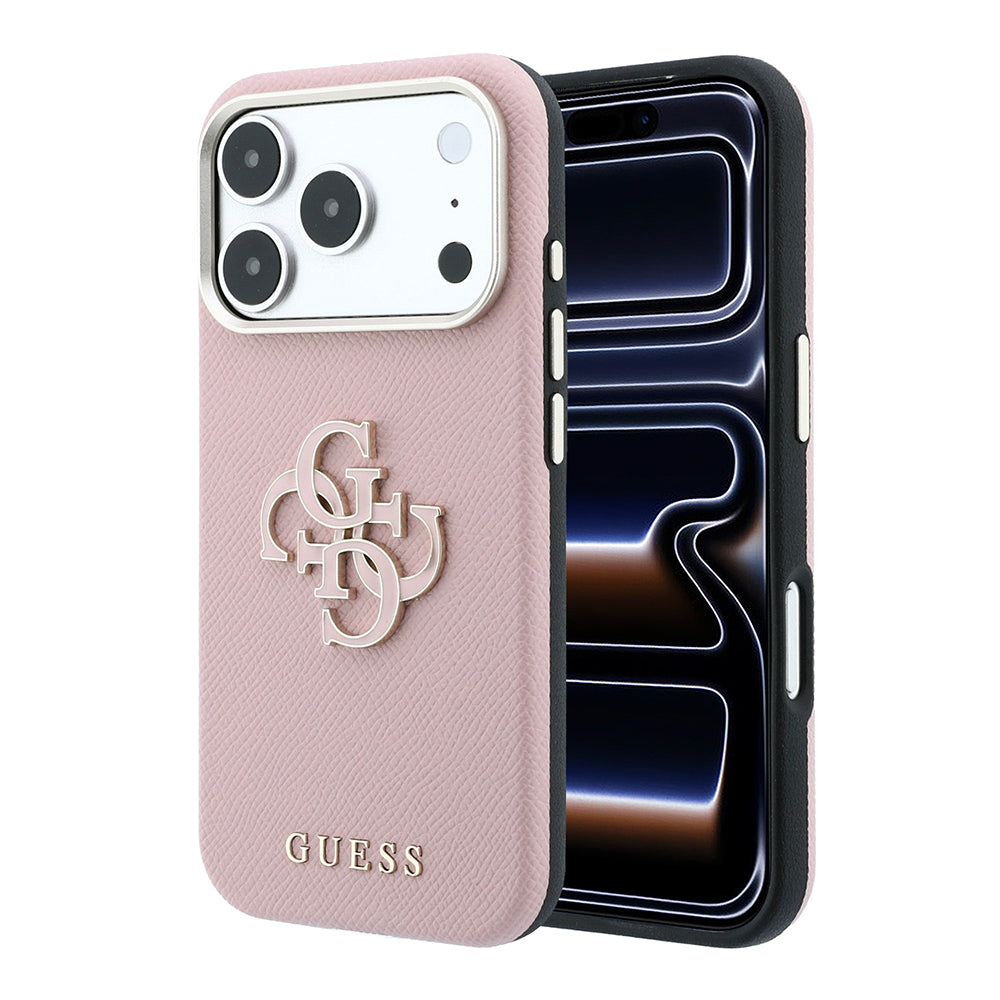Apple iPhone 18 Pro Kılıf Guess Orjinal Lisanslı PU Yazı ve 4G Büyük Metal Logolu Kapak