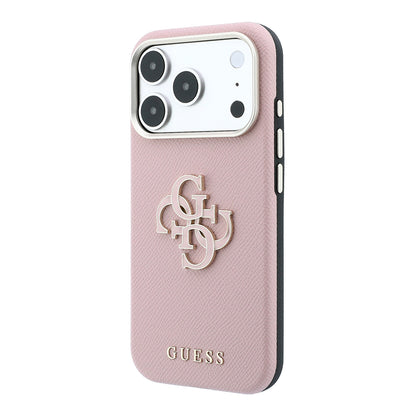 Apple iPhone 18 Pro Kılıf Guess Orjinal Lisanslı PU Yazı ve 4G Büyük Metal Logolu Kapak