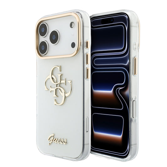 Apple iPhone 18 Pro Kılıf Guess Orjinal Lisanslı Yazı ve 4G Büyük Metal Logolu Silikon Kapak