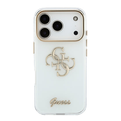 Apple iPhone 18 Pro Kılıf Guess Orjinal Lisanslı Yazı ve 4G Büyük Metal Logolu Silikon Kapak