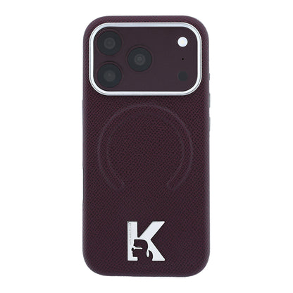 Apple iPhone 18 Pro Kılıf Karl Lagerfeld Orjinal Lisanslı M-safe Şarj Özellikli KHEAD Metal Logolu PU Grained Deri Kapak