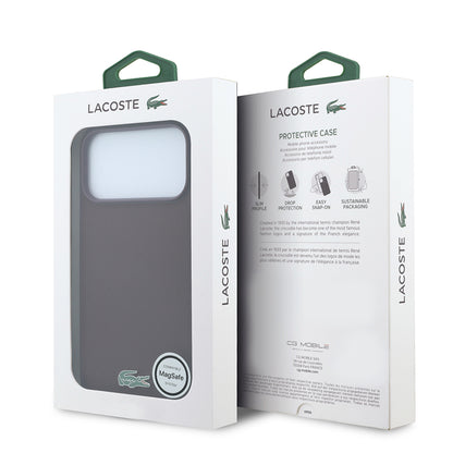 Apple iPhone 18 Pro Kılıf Lacoste Orjinal Lisanslı M-safe Şarj Özellikli PU Pike Desenli Metal Logolu Kapak