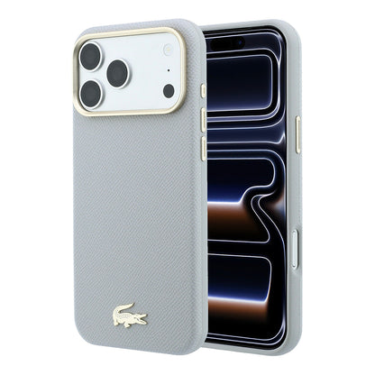 Apple iPhone 18 Pro Kılıf Lacoste Orjinal Lisanslı M-Safe Şarj Özellikli PVC Yarı Pike Desenli Arka Yüzey İkonik Timsah Dokuma Logolu Kapak