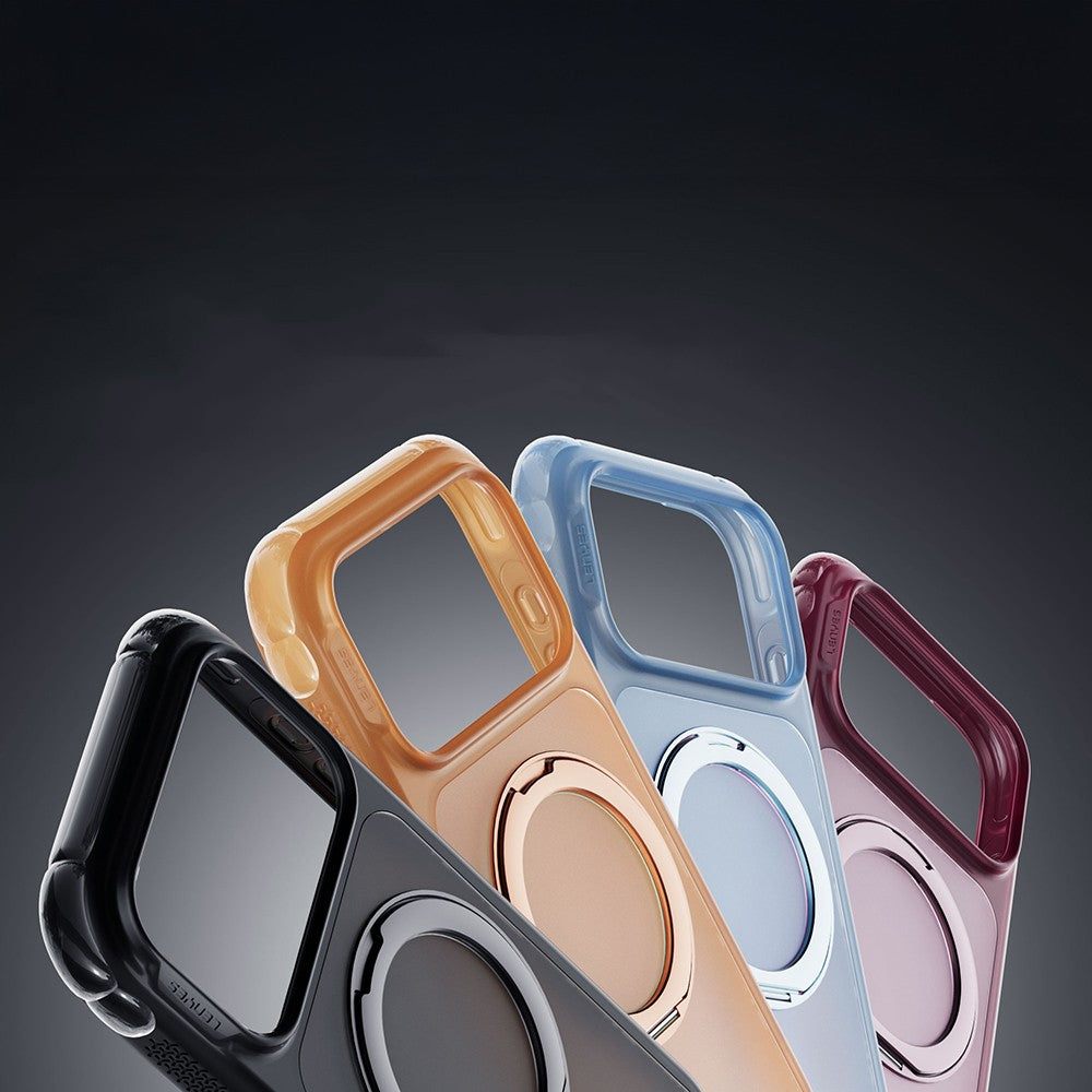 Apple iPhone 18 Pro Kılıf Lenyes Air Bumper Serisi M-safe Şarj Özellikli Airbag Tasarımlı Standlı Kapak
