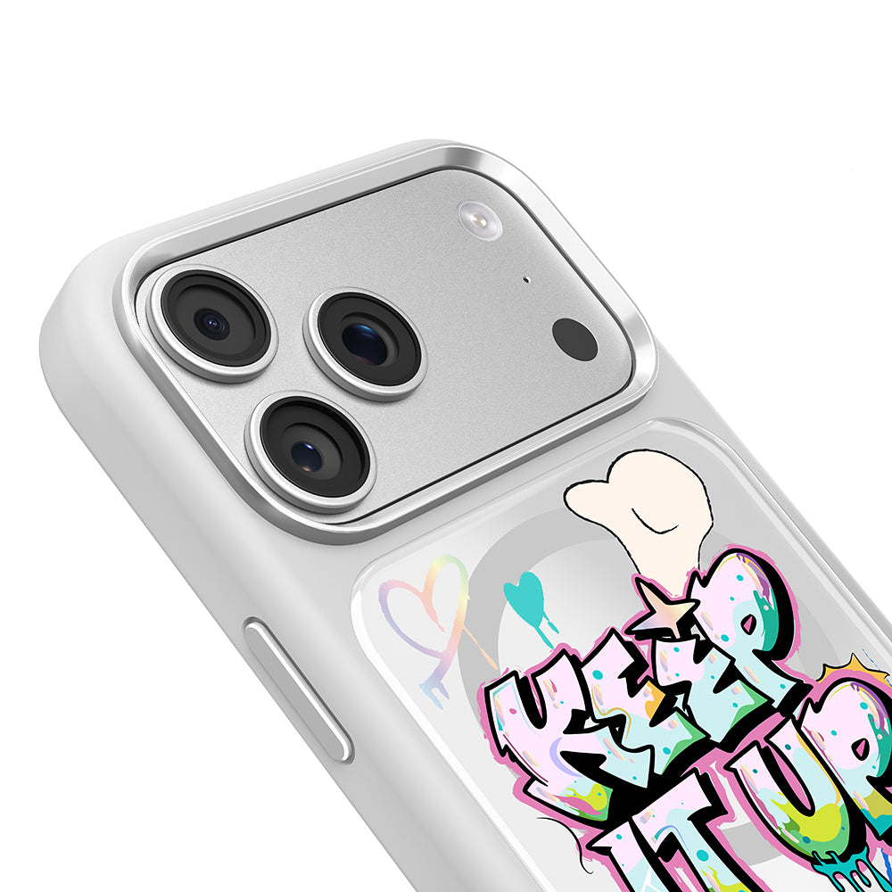 Apple iPhone 18 Pro Kılıf M-safe Şarj Özellikli 3D Baskılı Tasarım Mutural Graffiti Serisi Kapak