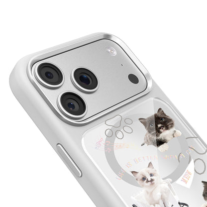Apple iPhone 18 Pro Kılıf M-safe Şarj Özellikli 3D Baskılı Tasarım Mutural The Cat Serisi Kapak