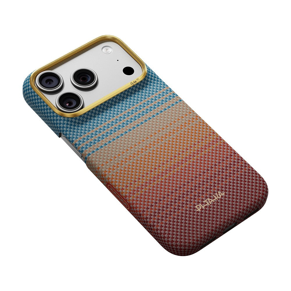 Apple iPhone 18 Pro Kılıf M-safe Şarj Özellikli Aramid Fiber Pitaka Sunset 2.0 California Dream Serisi Kapak