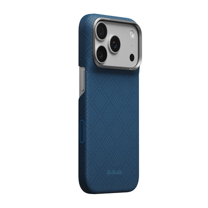 Apple iPhone 18 Pro Kılıf M-safe Şarj Özellikli Aramid Karbon Fiber Pitaka Argyle Serisi Kapak